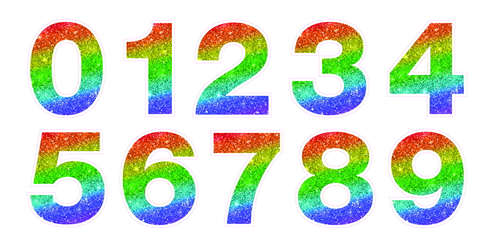 Rainbow Glitter Numbers Template